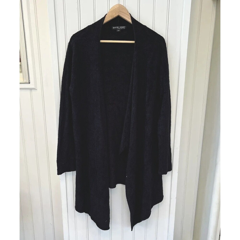 Barefoot Dreams Bamboo Chic Lite Sz S/M Black Open Front Cardigan Cozy Soft